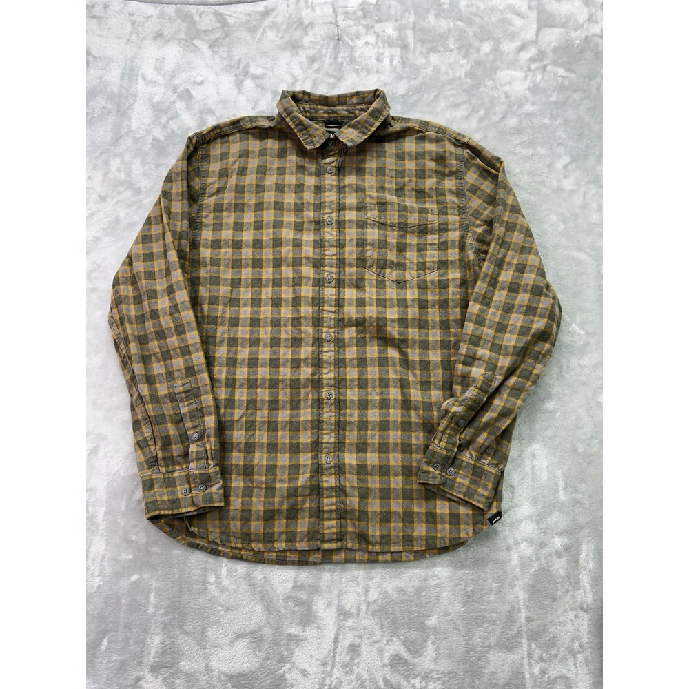 PrAna, Standard Fit Flannel Long Sleeve Button Up Mens L Plaid Check Outdoors